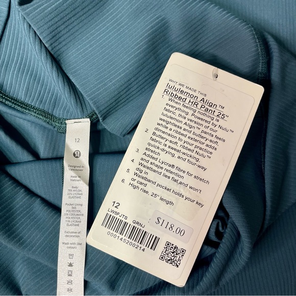 Lululemon Align High Rise Ribbed Pant Leggings Green Jasper Size 12 NWT - Picture 9 of 11